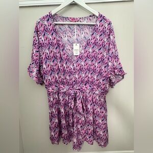 Women’s Simply Southern XXL Paisley Romper Boho Flowy Shorts Jumpsuit Ruffle